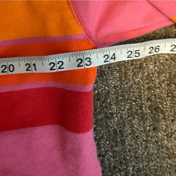 Aerie Striped Sweatshirt Cropped Casual Bright Pink Medium - Picture 8 of 10